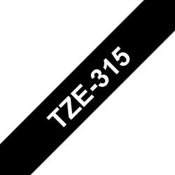 BROTHER TZe 315 Kompatibel tape 6mm, Hvid tekst på Sort 8M